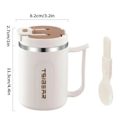 Tom Küche & Esszimmer-Isolierter Reisebecher aus Edelstahl mit Henkel – doppelwandiger Kaffeebecher für heiße und kalte Getränke