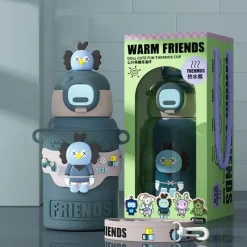 Tom Küche & Esszimmer-Isolierter Reisebecher mit Cartoon-Tiermotiv – Edelstahlbecher mit Silikonhülle