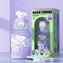 Tom Küche & Esszimmer-Isolierter Reisebecher mit Cartoon-Tiermotiv – Edelstahlbecher mit Silikonhülle