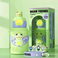 Tom Küche & Esszimmer-Isolierter Reisebecher mit Cartoon-Tiermotiv – Edelstahlbecher mit Silikonhülle