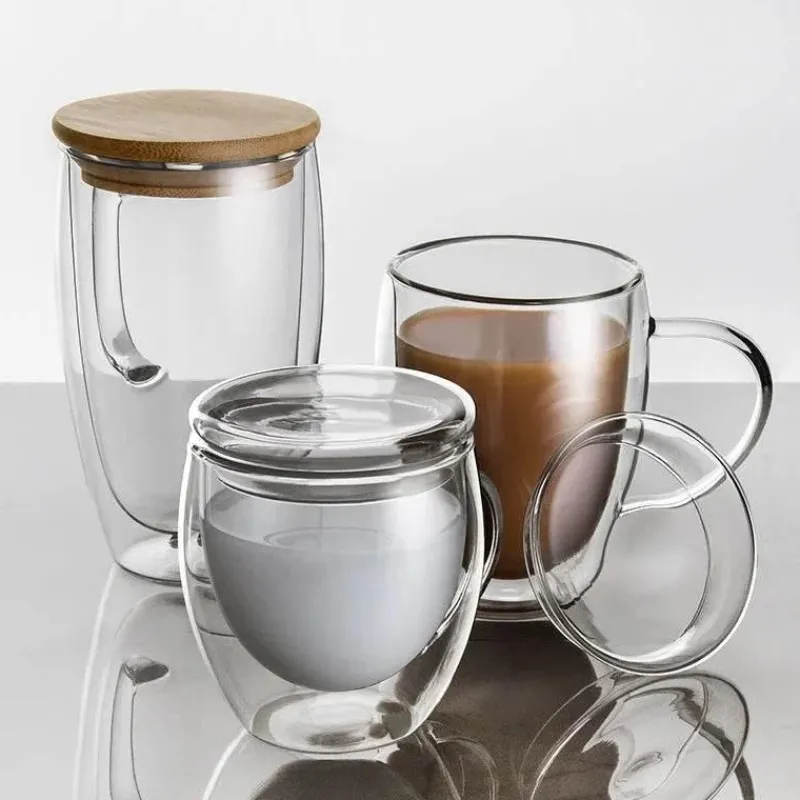 Plates u0026 More Küche & Esszimmer-Isoliertes doppelwandiges Becherset – Bier-, Wein- und Kaffeebecher mit Deckel