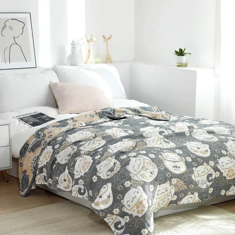 Cozy Haven Bettzeug-Japanische Baumwollgaze-Decke - Weiche, atmungsaktive Sommerdecke