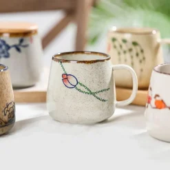 The Decor Haven Küche & Esszimmer-Japanische handgefertigte Keramiktassen – Retro-Design