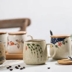 The Decor Haven Küche & Esszimmer-Japanische handgefertigte Keramiktassen – Retro-Design
