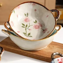 Tom Küche & Esszimmer-Japanische Keramik-Nudelschüssel mit Griff, 75-Zoll-Suppenschüssel für Ramen-Warmgerichte