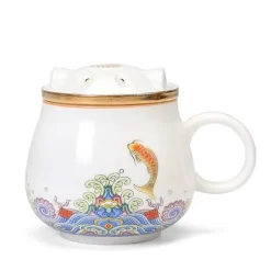 The Cozy Mug Küche & Esszimmer-Japanische Tee-Ei-Tassen aus Keramik – Elegantes Teezubereitungsset