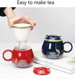 The Cozy Mug Küche & Esszimmer-Japanische Tee-Ei-Tassen aus Keramik – Elegantes Teezubereitungsset