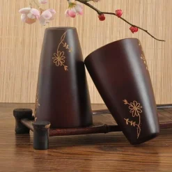 The Cozy Mug Küche & Esszimmer-Japanischer Holzbecher – Umweltfreundliches Trinkgeschirr