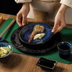 Elegance at the Table Küche & Esszimmer-Japanisches Keramik-Geschirrset - Kiln Change Teller Schüsseln