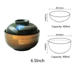 Elegance at the Table Küche & Esszimmer-Japanisches Ramen-Schüsseln-Set aus Keramik – Nudelsuppen- und Reisschüsseln mit Deckel