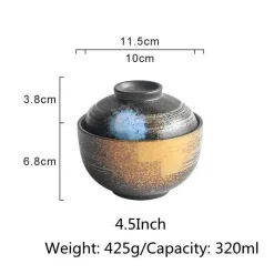 Elegance at the Table Küche & Esszimmer-Japanisches Ramen-Schüsseln-Set aus Keramik – Nudelsuppen- und Reisschüsseln mit Deckel