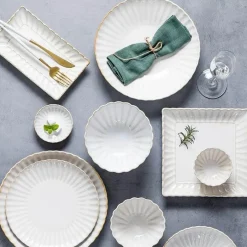 Tom Küche & Esszimmer-Japanisches weißes Keramik-Essteller-Set – elegantes Geschirr