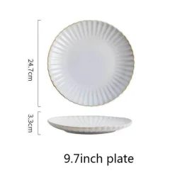 Tom Küche & Esszimmer-Japanisches weißes Keramik-Essteller-Set – elegantes Geschirr