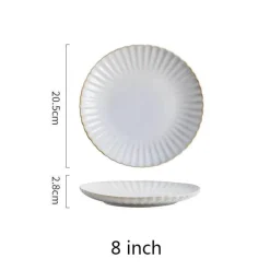 Tom Küche & Esszimmer-Japanisches weißes Keramik-Essteller-Set – elegantes Geschirr