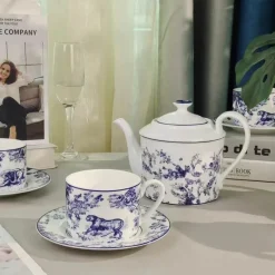 Feast u0026 Flair Küche & Esszimmer-Jungle Lion Tee- und Kaffeeservice aus Bone China – Elegante Geschirrkollektion