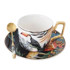 Feast u0026 Flair Küche & Esszimmer-Jungle Secret Teetassen-Set – Exotische tropische Teetassen