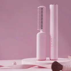 PureGlow Frauenpflege|Körperpflege-Kabelloser tragbarer Haarstylerkamm – Anti-Verbrennungs-Design