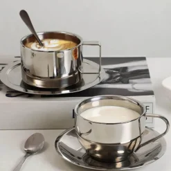 Feast Essentials Küche & Esszimmer-Kaffeebecher aus Edelstahl – Robuste Tassen aus Sterlingstahl