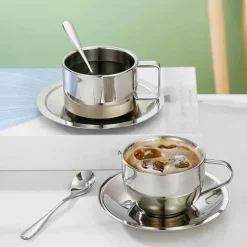 Feast Essentials Küche & Esszimmer-Kaffeebecher aus Edelstahl – Robuste Tassen aus Sterlingstahl