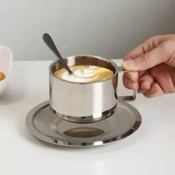 Feast Essentials Küche & Esszimmer-Kaffeebecher aus Edelstahl – Robuste Tassen aus Sterlingstahl