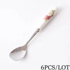 Feast u0026 Flair Küche & Esszimmer-Kaffeelöffel-Set aus Bone China – 6-teiliges Edelstahlbesteck