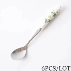 Feast u0026 Flair Küche & Esszimmer-Kaffeelöffel-Set aus Bone China – 6-teiliges Edelstahlbesteck