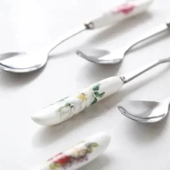 Feast u0026 Flair Küche & Esszimmer-Kaffeelöffel-Set aus Bone China – 6-teiliges Edelstahlbesteck