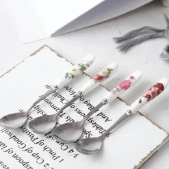 Feast u0026 Flair Küche & Esszimmer-Kaffeelöffel-Set aus Bone China – 6-teiliges Edelstahlbesteck