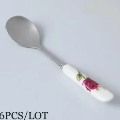 Feast u0026 Flair Küche & Esszimmer-Kaffeelöffel-Set aus Bone China – 6-teiliges Edelstahlbesteck