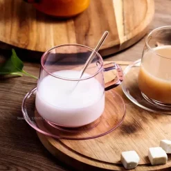 Plates u0026 More Küche & Esszimmer-Kaffeetasse aus Borosilikatglas – 350 ml, hitzebeständig, für Tee und Saft.