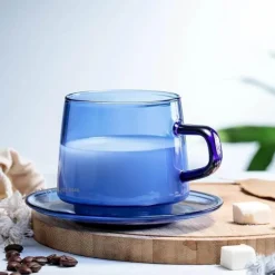 Plates u0026 More Küche & Esszimmer-Kaffeetasse aus Borosilikatglas – 350 ml, hitzebeständig, für Tee und Saft.