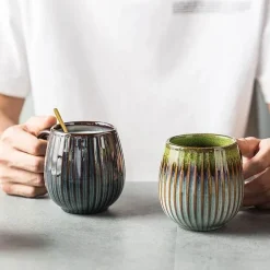 Tom Küche & Esszimmer-Kaffeetasse aus Keramik mit Farbverlaufsglasur – Retro-Tasse im japanischen Stil, 480 ml