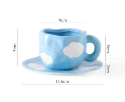 Plates u0026 More Küche & Esszimmer-Kaffeetassen-Set aus Keramik – mikrowellengeeignet, Blumenmuster, mit Untertasse