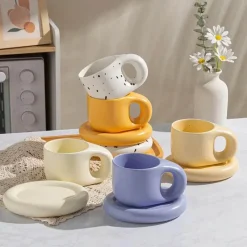 Plates u0026 More Küche & Esszimmer-Kaffeetassen-Set aus Keramik – 400 ml mit Untertasse