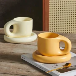 Plates u0026 More Küche & Esszimmer-Kaffeetassen-Set aus Keramik – 400 ml mit Untertasse