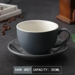 Plates u0026 More Küche & Esszimmer-Kaffeetassen-Set aus Keramik – 350 ml Tassen mit Untertassen, 2er-Set