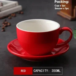 Plates u0026 More Küche & Esszimmer-Kaffeetassen-Set aus Keramik – 350 ml Tassen mit Untertassen, 2er-Set