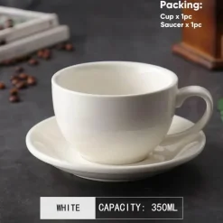 Plates u0026 More Küche & Esszimmer-Kaffeetassen-Set aus Keramik – 350 ml Tassen mit Untertassen, 2er-Set