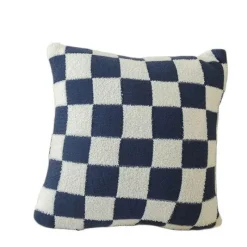 Pillow Haven Bettzeug|Wohndeko-Karierte Flockkissenhülle - Schwarz Orange Grün Dekokissen