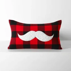 The Cushion Corner Bettzeug-Karierte Weihnachtskissenbezüge - Rote und schwarze bestickte Kissenbezüge