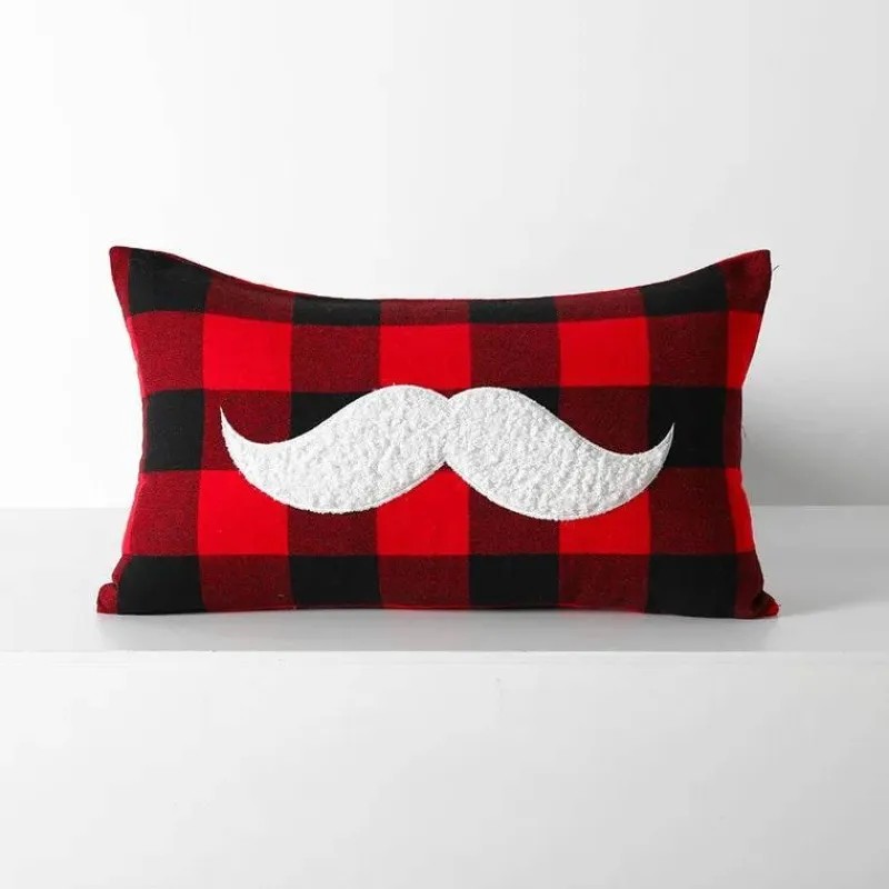 The Cushion Corner Bettzeug-Karierte Weihnachtskissenbezüge - Rote und schwarze bestickte Kissenbezüge
