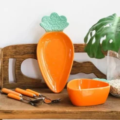 Elegance at the Table Küche & Esszimmer-Karottenförmiges Keramikteller-Set – Süßes Dessert- und Snackgeschirr