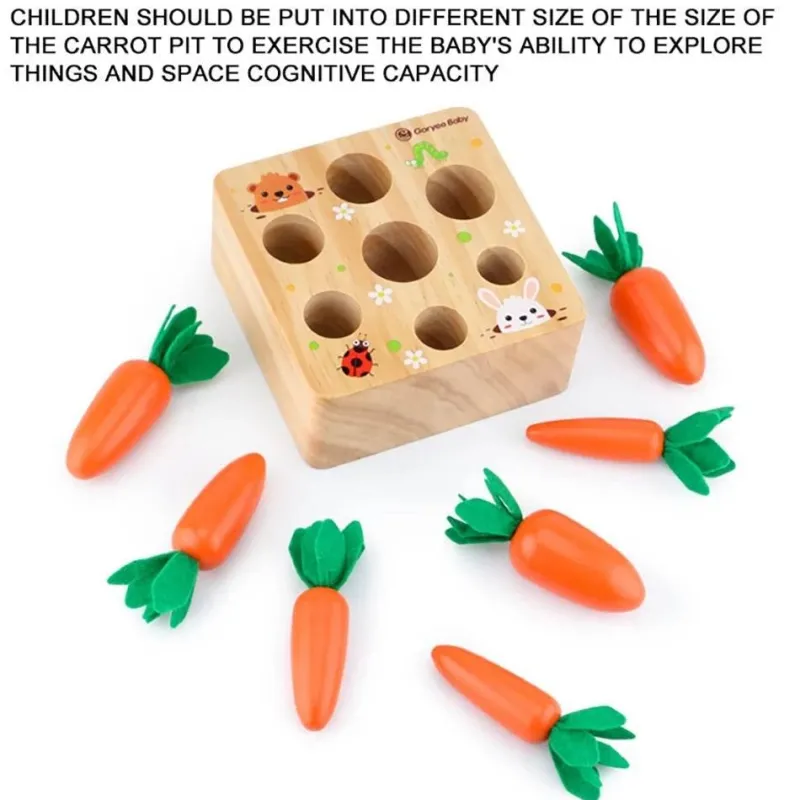 The Decor Haven Babyspielzeug-Karottenpflückspiel aus Holz – Lernspielzeug für Kinder