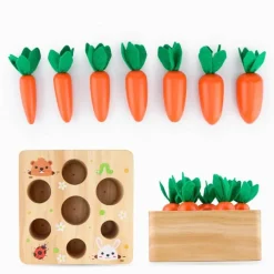 The Decor Haven Babyspielzeug-Karottenpflückspiel aus Holz – Lernspielzeug für Kinder