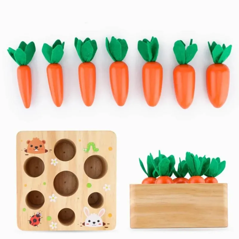 The Decor Haven Babyspielzeug-Karottenpflückspiel aus Holz – Lernspielzeug für Kinder