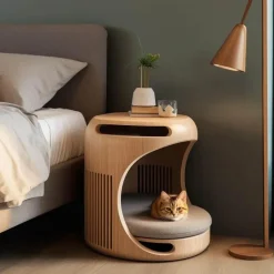Timeless Touch Haustierzubehör|Haustierbetten-Katzenbett-Nachttisch – Stilvolles integriertes Haustiermöbel