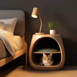 Timeless Touch Haustierzubehör|Haustierbetten-Katzenbett-Nachttisch – Stilvolles integriertes Haustiermöbel