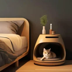 Timeless Touch Haustierzubehör|Haustierbetten-Katzenbett-Nachttisch – Stilvolles integriertes Haustiermöbel