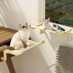Decor Haustierzubehör|Reinigungswerkzeuge Für Haustiere-Katzenfenstersitz aus Holz – Hängendes Katzenbett zum Sonnenbaden