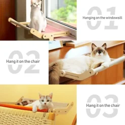 Decor Haustierzubehör|Reinigungswerkzeuge Für Haustiere-Katzenfenstersitz aus Holz – Hängendes Katzenbett zum Sonnenbaden